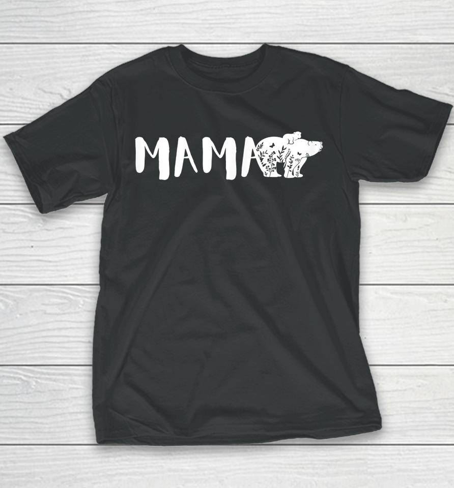 Mother's Day Mama Bear Flowers Youth T-Shirt