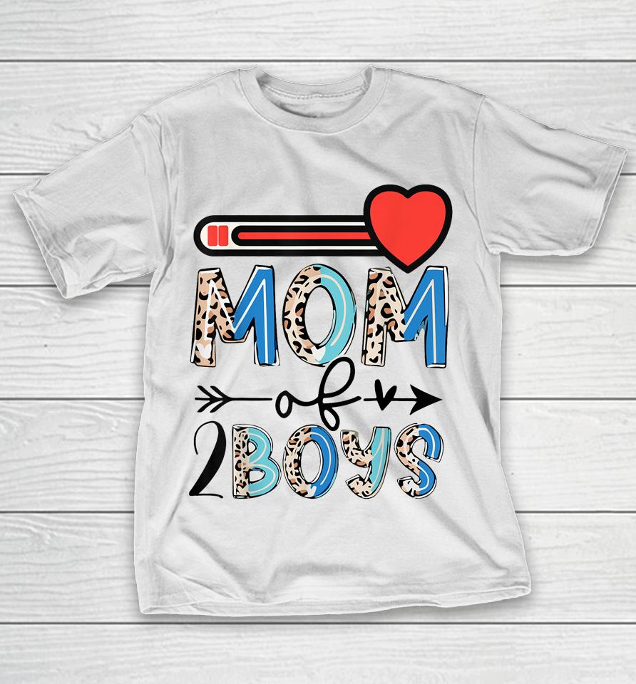 Mothers Day Mom Of 2 Boys Leopard T-Shirt