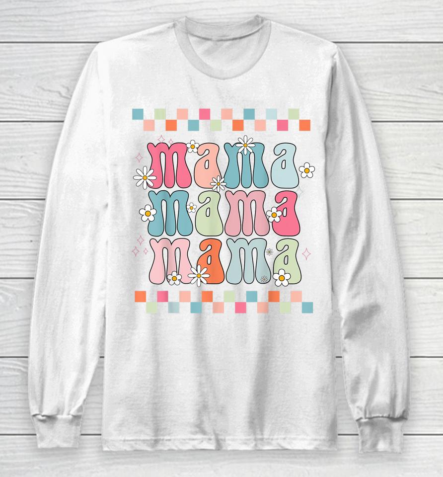 Mothers Day Retro Groovy Mama Matching  Party Women Long Sleeve T-Shirt