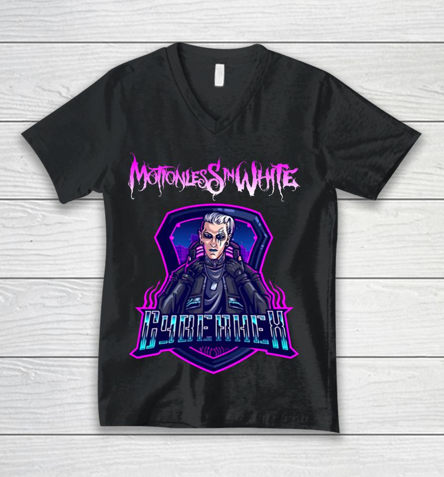 Motionless In White Merch Cyberhex Emblem Unisex V-Neck T-Shirt