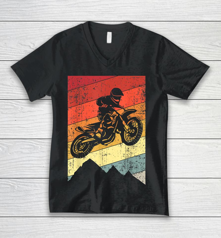 Motocross Bike Vintage Dirtbike Unisex V-Neck T-Shirt