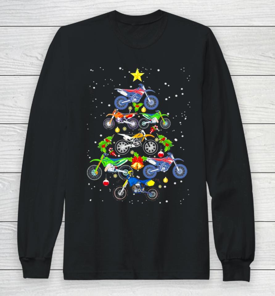 Motocross Merry Christmas Tree Long Sleeve T-Shirt