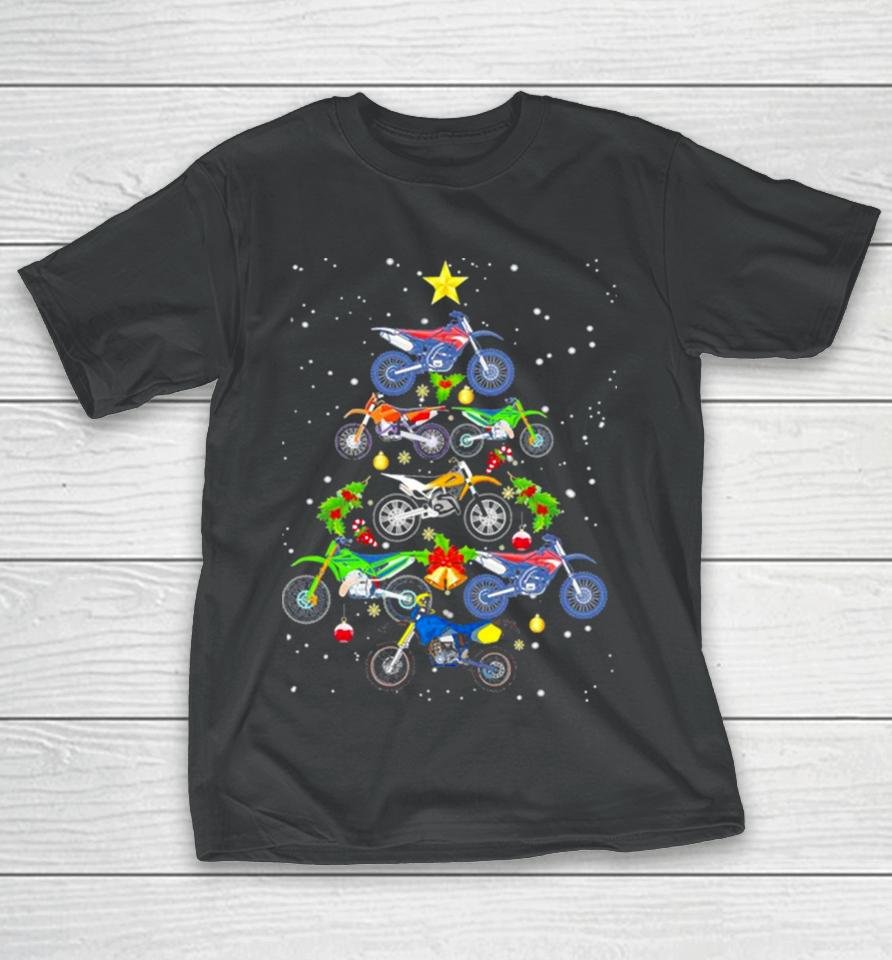Motocross Merry Christmas Tree T-Shirt