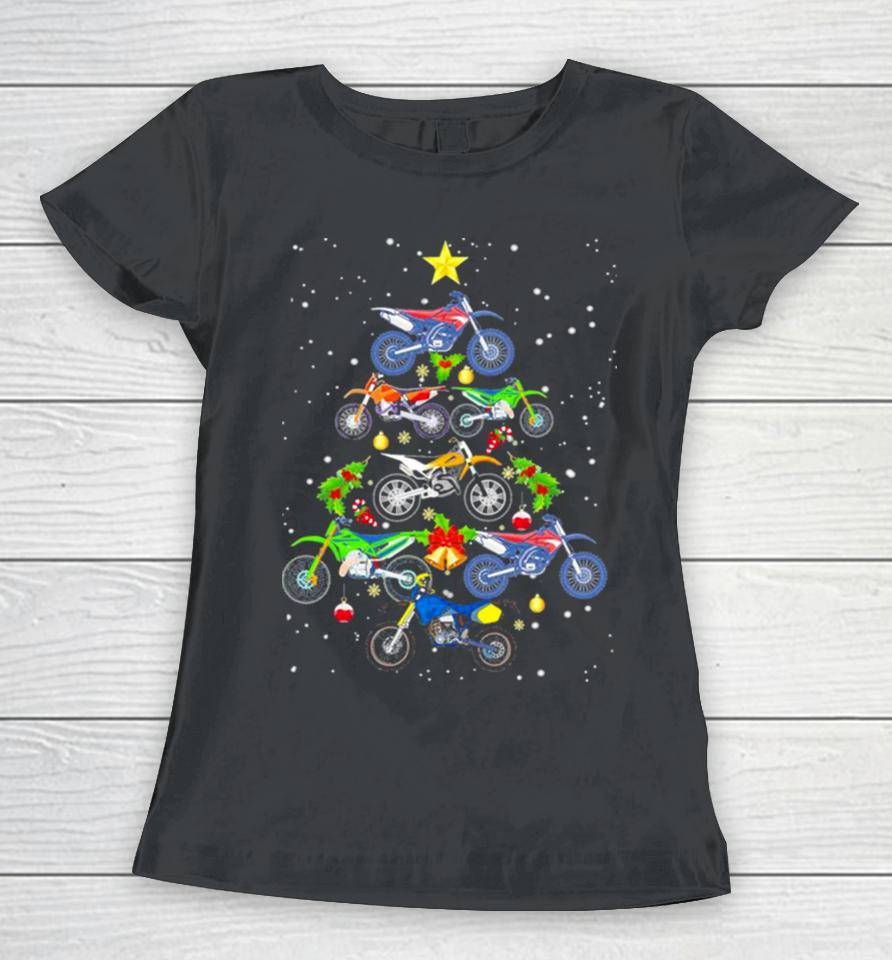 Motocross Merry Christmas Tree Women T-Shirt