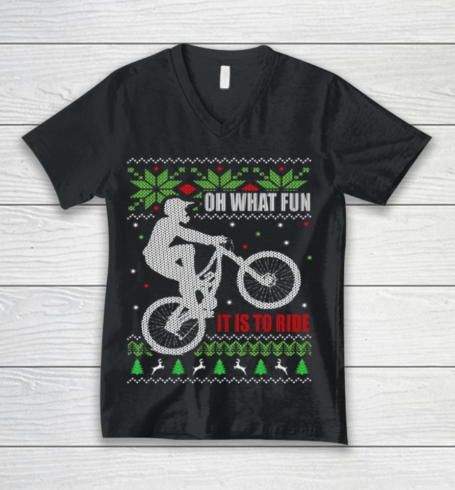 Mountain Bike Christmas Unisex V-Neck T-Shirt