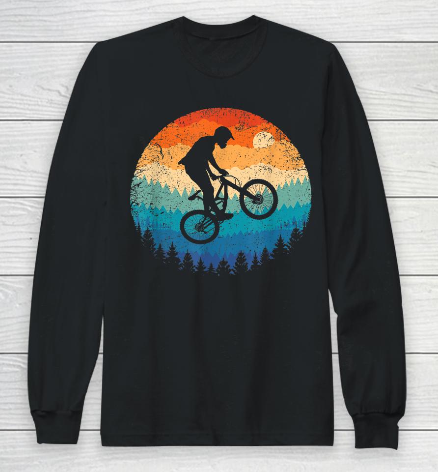 Mountain Bike Shirt Retro Downhill Biking Gift Vintage Mtb Long Sleeve T-Shirt