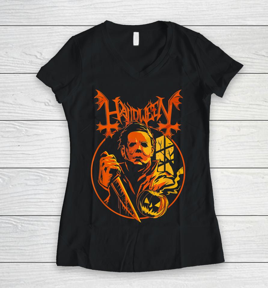 Movie Halloween Scary Creepy Horror Gift Women V-Neck T-Shirt