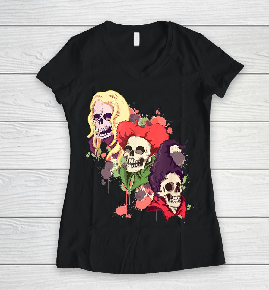 Movie Halloween Witch Creepy Horror Gift Women V-Neck T-Shirt