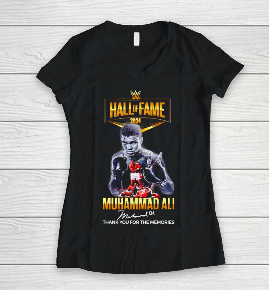 Muhammad Ali Hall Of Fame 2024 Thank You For The Memories Signature Women V-Neck T-Shirt