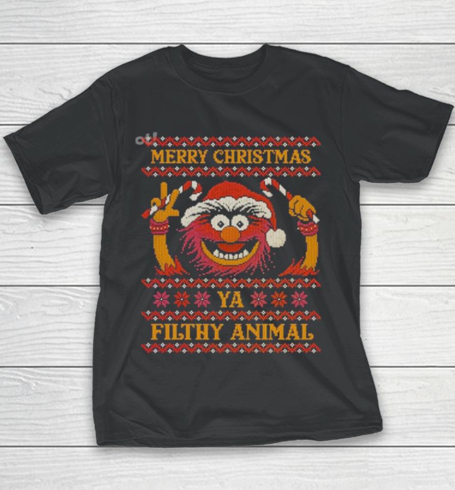 Muppet Merry Christmas Ya Filthy Animal Ugly Christmas Youth T-Shirt