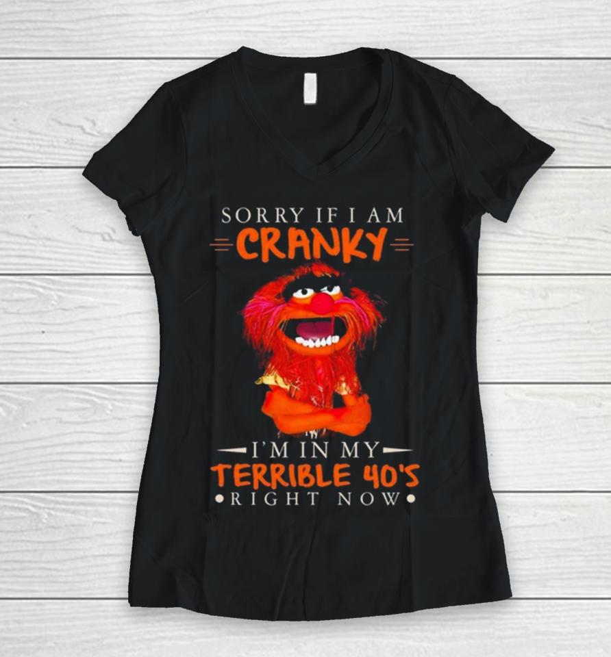 Muppet Sorry If I Am Cranky I’m In My Terrible 40’S Right Now Women V-Neck T-Shirt