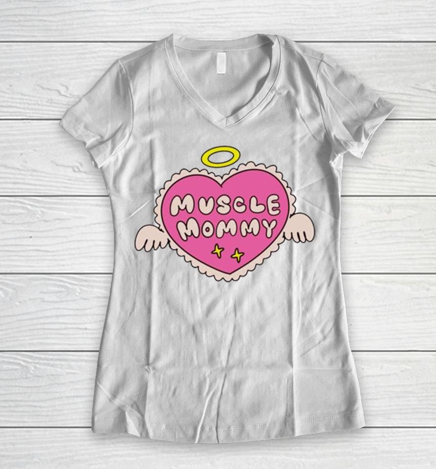 Muscle Mommy Angel Women V-Neck T-Shirt