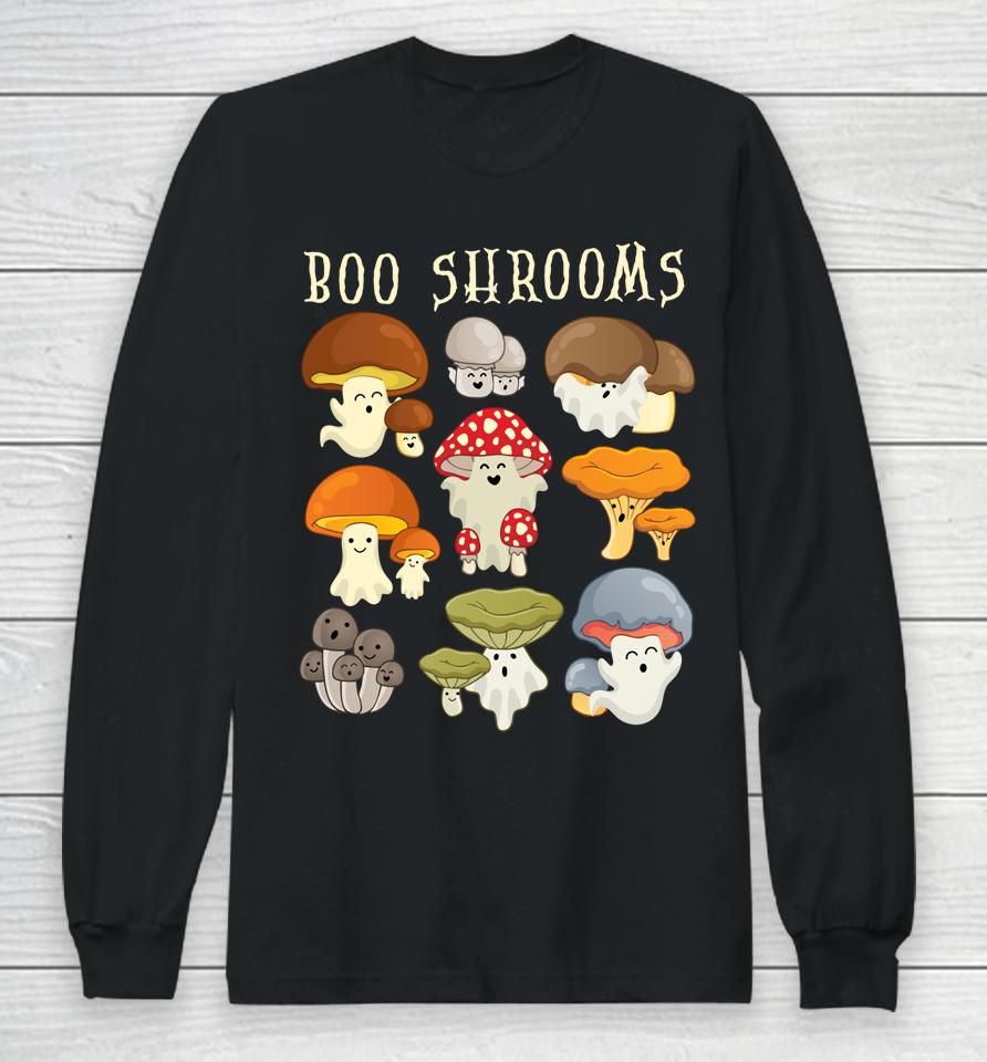 Mushroom Ghost Boo Shroom Halloween Cute Ghost Mushroom Long Sleeve T-Shirt