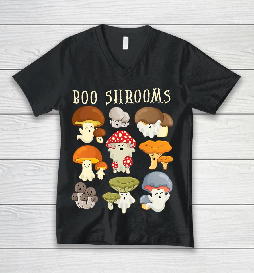 Mushroom Ghost Boo Shroom Halloween Cute Ghost Mushroom Unisex V-Neck T-Shirt