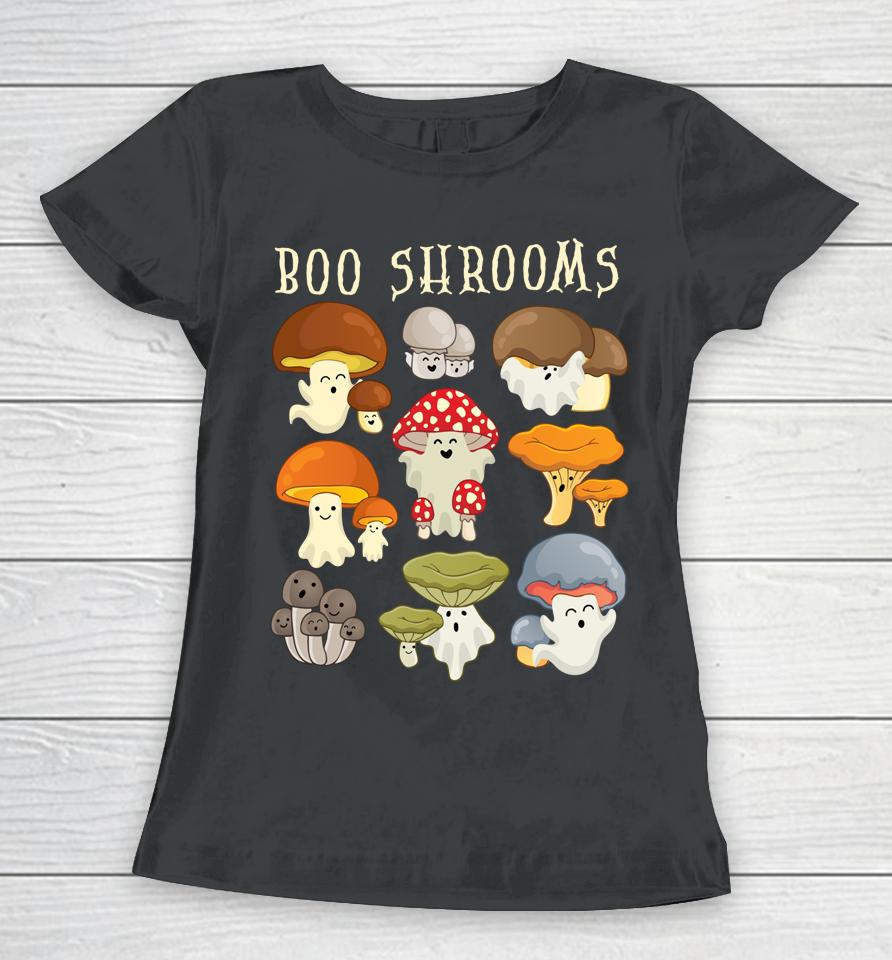 Mushroom Ghost Boo Shroom Halloween Cute Ghost Mushroom Women T-Shirt