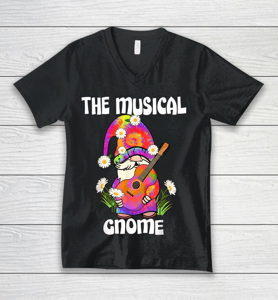 Musical Gnome Merry Christmas Tie Dye Pajamas Unisex V-Neck T-Shirt