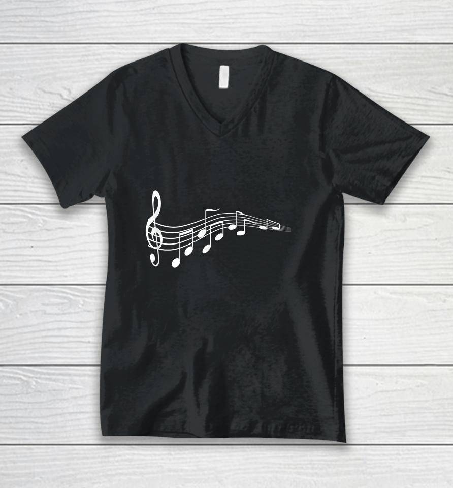Musical Notes Music Dad Unisex V-Neck T-Shirt