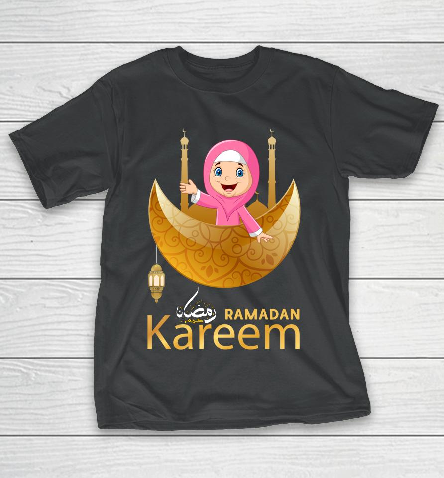 Muslim Hijabi Girl Fasting Ramadan Mubarak Kareem T-Shirt