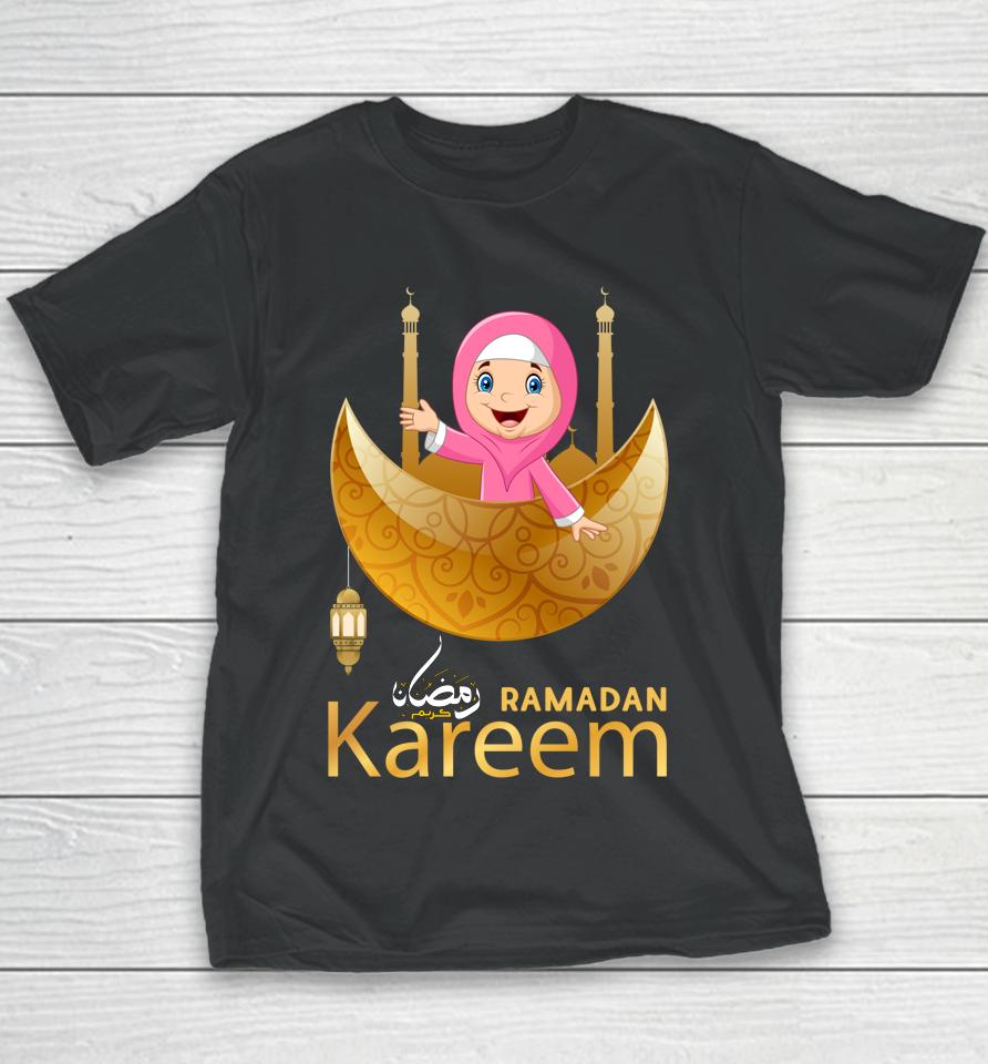 Muslim Hijabi Girl Fasting Ramadan Mubarak Kareem Youth T-Shirt