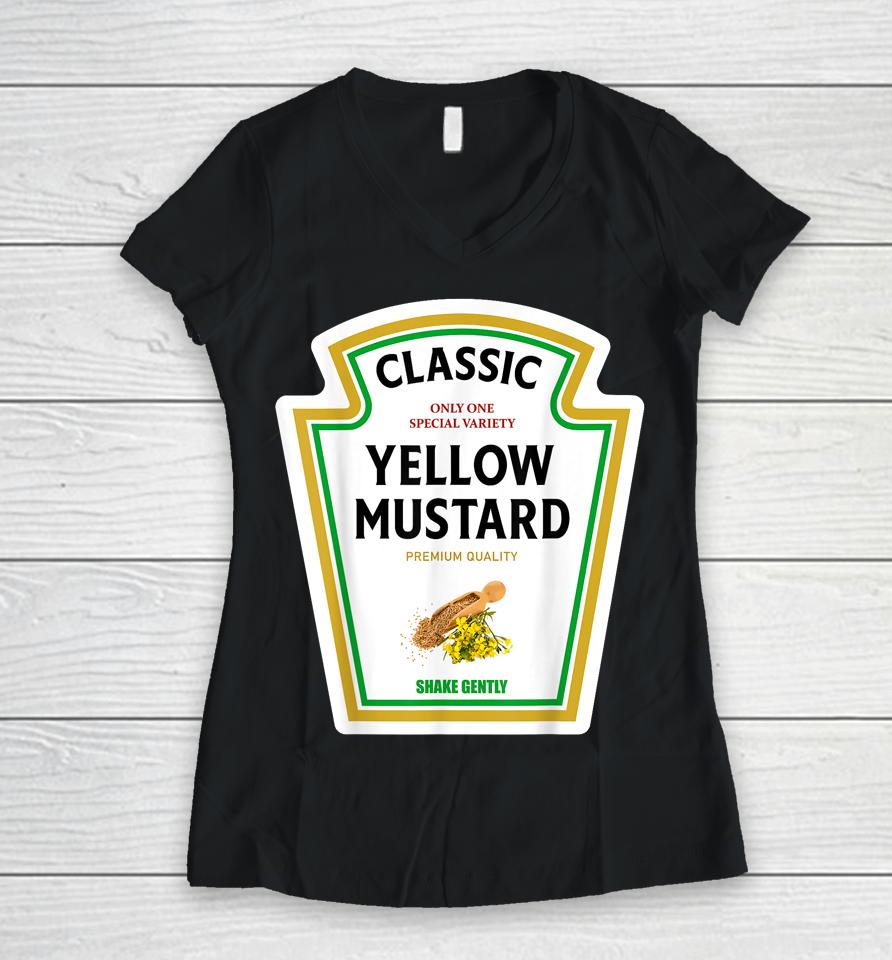 Mustard Halloween 2023 Costume Family Matching Ketchup Group Women V-Neck T-Shirt