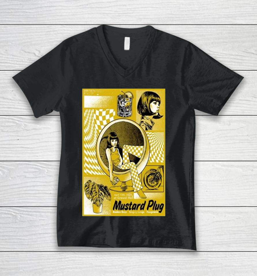 Mustard Plug April 13 2024 Grewal Hall Lansing Mi Unisex V-Neck T-Shirt