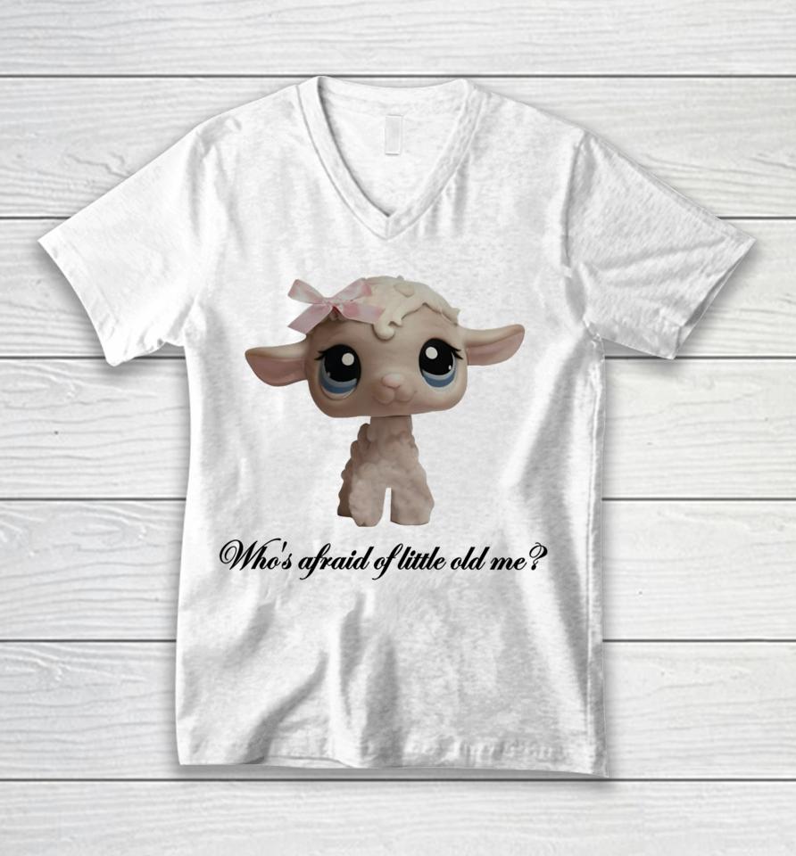 Mustardyardpress Who's Afraid Of Little Old Me Lamb Unisex V-Neck T-Shirt