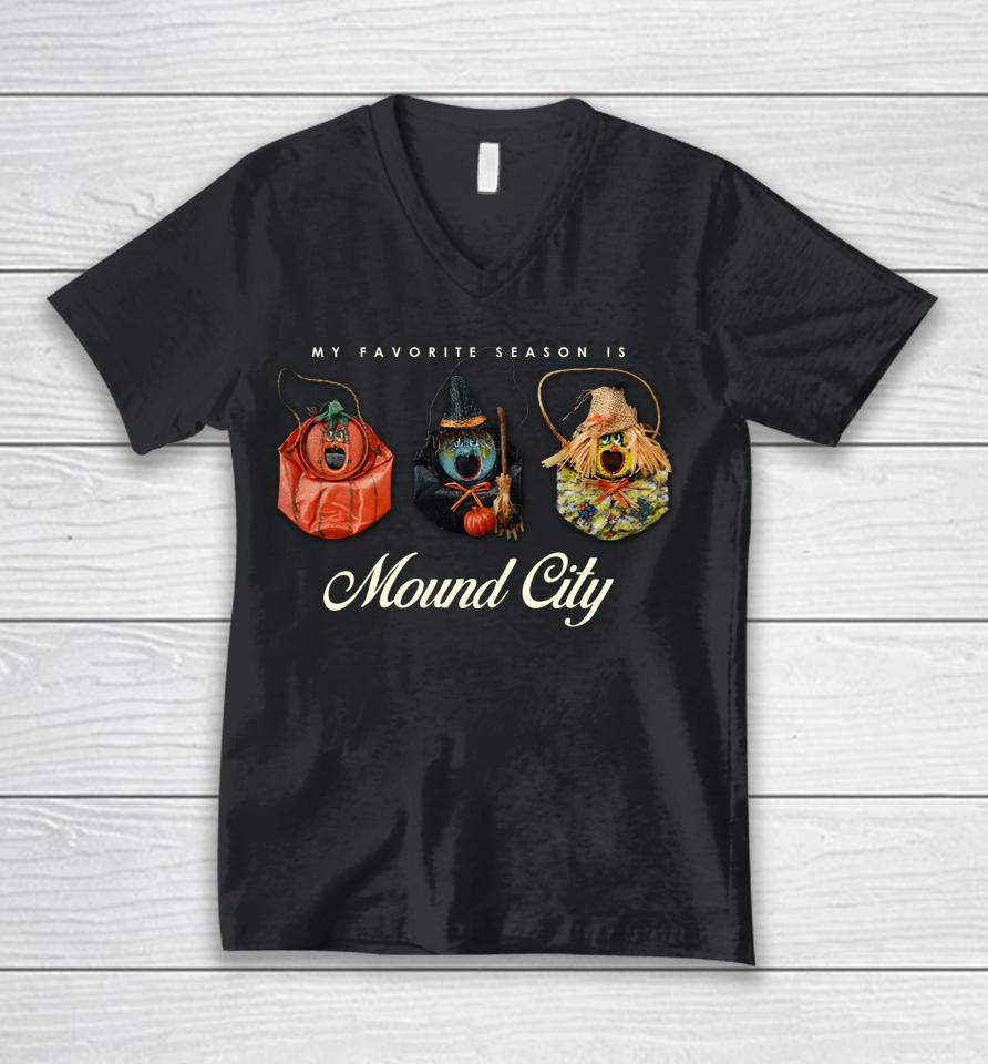 My Favorite Season Is Mound City Cans Cream Unisex V-Neck T-Shirt