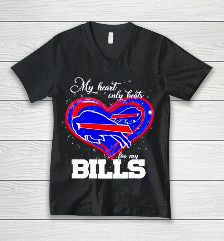 My Heart Only Beats For My Buffalo Bills 2024 Unisex V-Neck T-Shirt