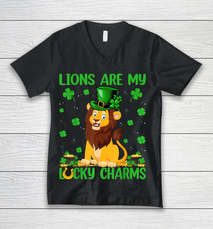 My Lions Are My Lucky Charms Boys Girls St Patricks Day Unisex V-Neck T-Shirt