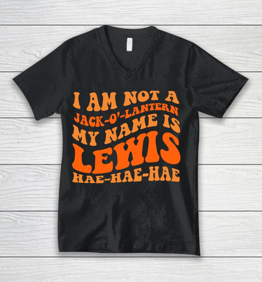 My Name Is Lewis Jack O Lantern Pumpkin Man Unisex V-Neck T-Shirt