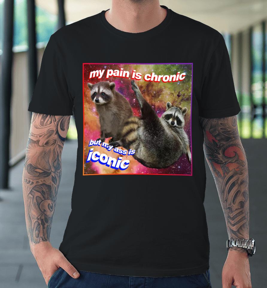 My Pain Is Chronic But My Ass Is Iconic Tanuki Raccoon Premium T-Shirt