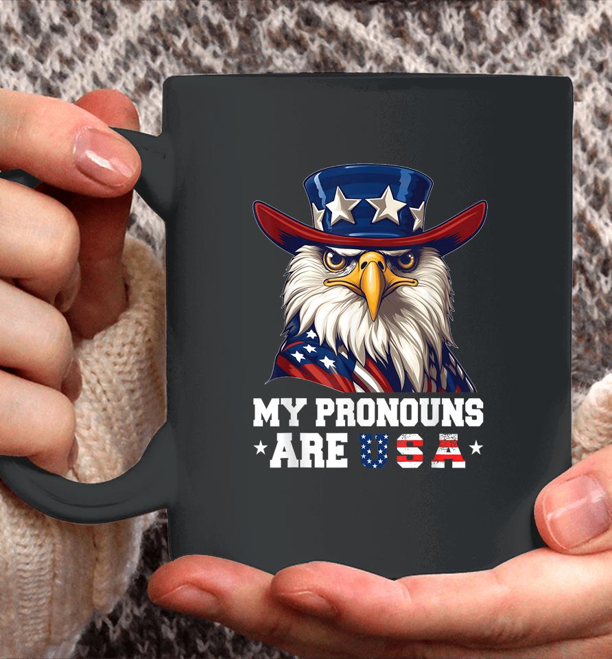 My Pronouns Are Usa Funny Eagle 4Th Of July American Coffee Mug