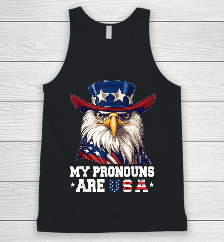 My Pronouns Are Usa Funny Eagle 4Th Of July American Unisex Tank Top