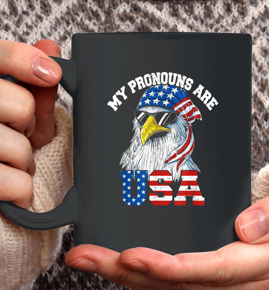 My Pronouns Are Usa Patriotic Eagle Funny 4Th Of July Coffee Mug