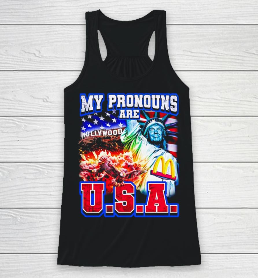 My Pronouns Are U.s.a Trump Racerback Tank
