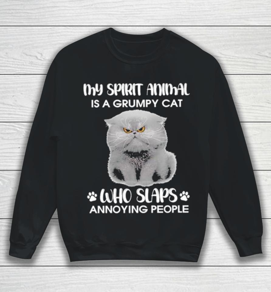My Spirit Animal Is A Grumpy Cat Who Slaps Annoying People 2024 Sweatshirt