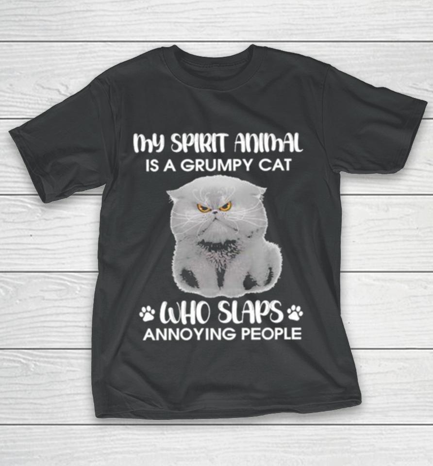 My Spirit Animal Is A Grumpy Cat Who Slaps Annoying People 2024 T-Shirt