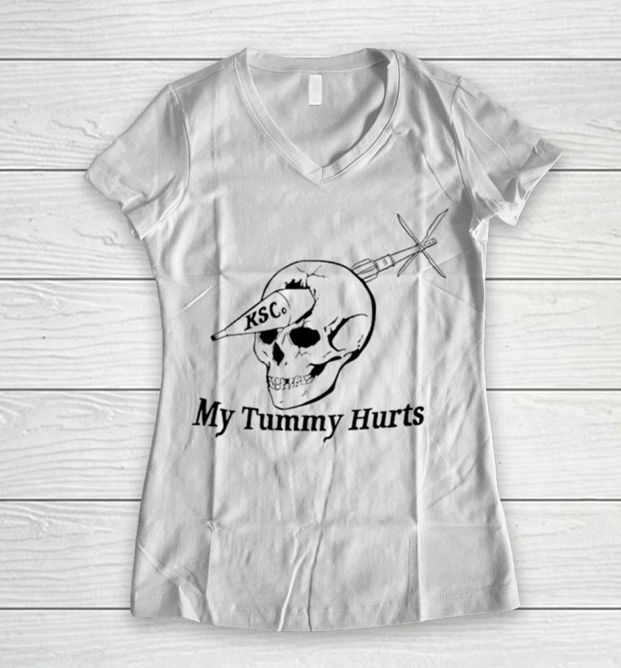 My Tummy Hurts Skull Women V-Neck T-Shirt