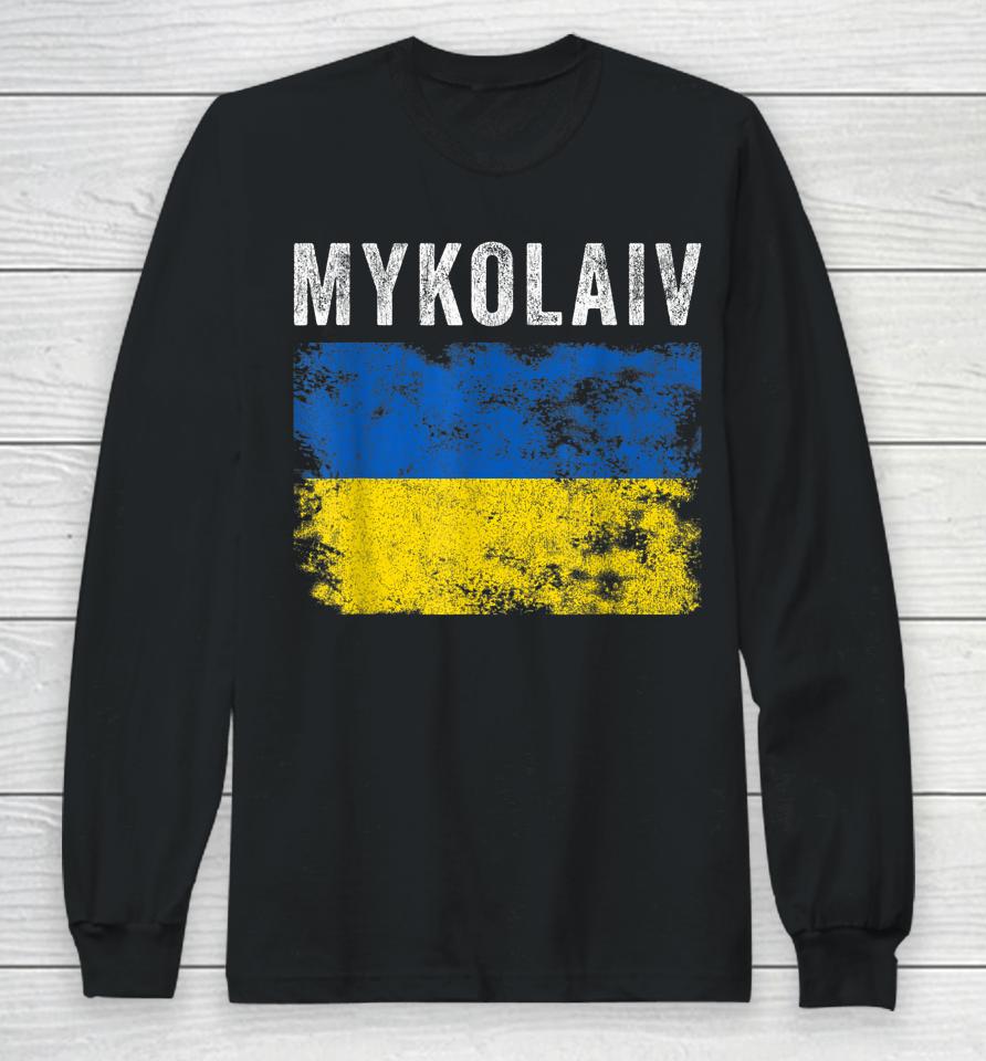 Mykolaiv Ukraine Flag Support The Ukranian Long Sleeve T-Shirt