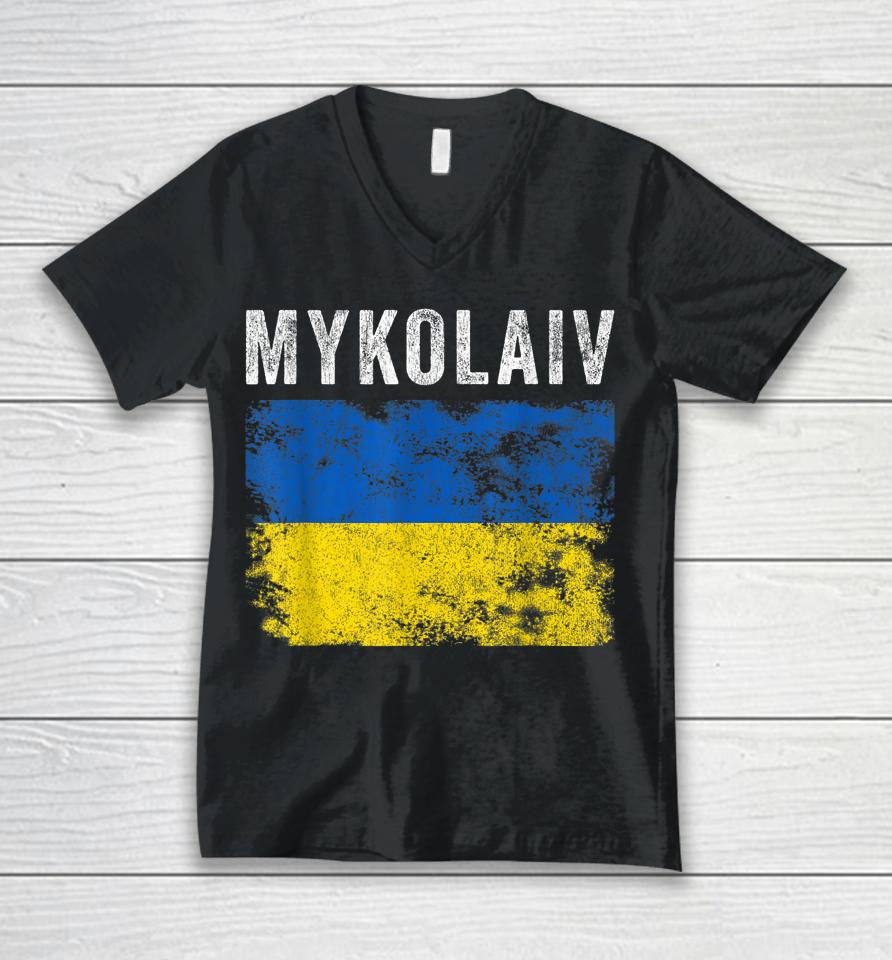 Mykolaiv Ukraine Flag Support The Ukranian Unisex V-Neck T-Shirt
