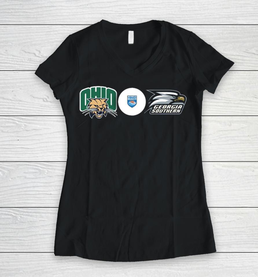 Myrtle Beach Bowl The Ohio Bobcats And Georgia Southern Eagles On Saturday December 16 2023 College Football Bowl Game Women V-Neck T-Shirt