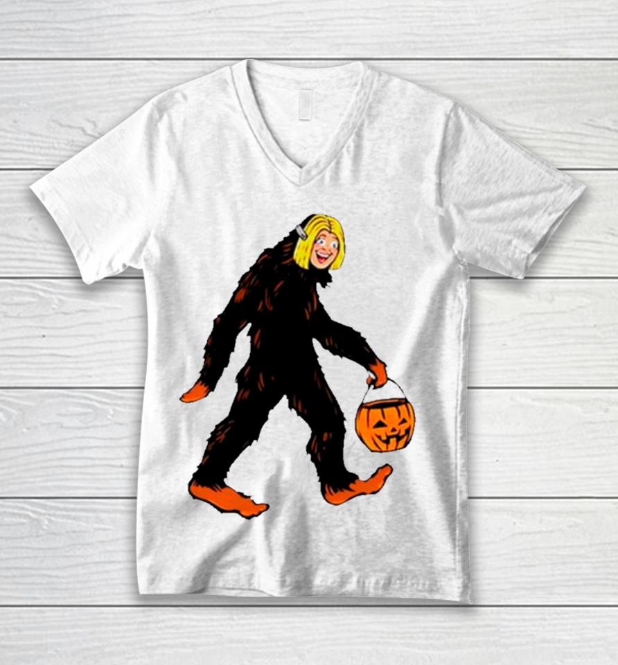 Mystical Halloween Sasquatch Bigfoot Unisex V-Neck T-Shirt