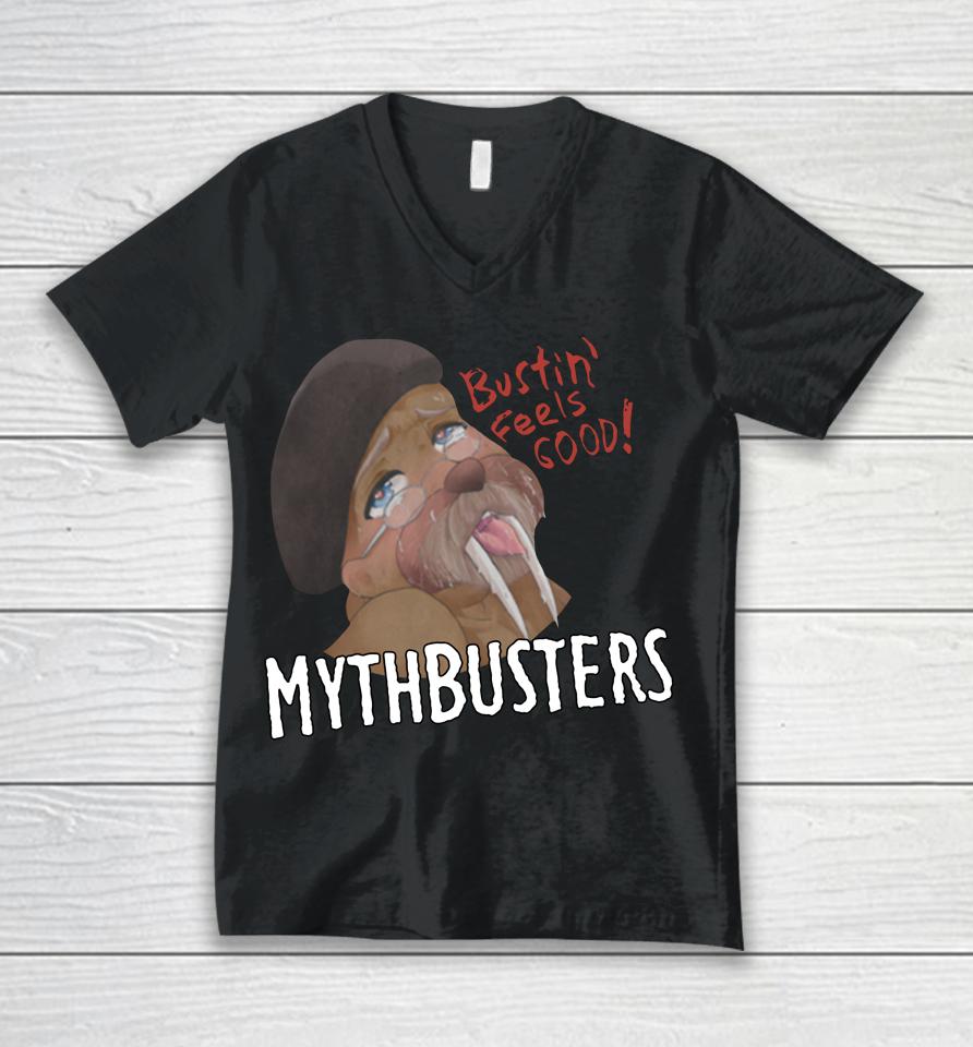 Mythbusters Bustin Feels Good Unisex V-Neck T-Shirt