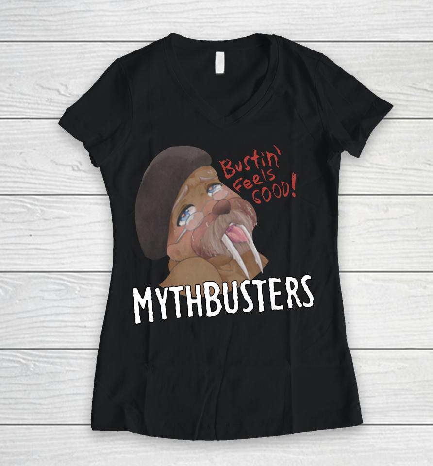 Mythbusters Bustin Feels Good Women V-Neck T-Shirt