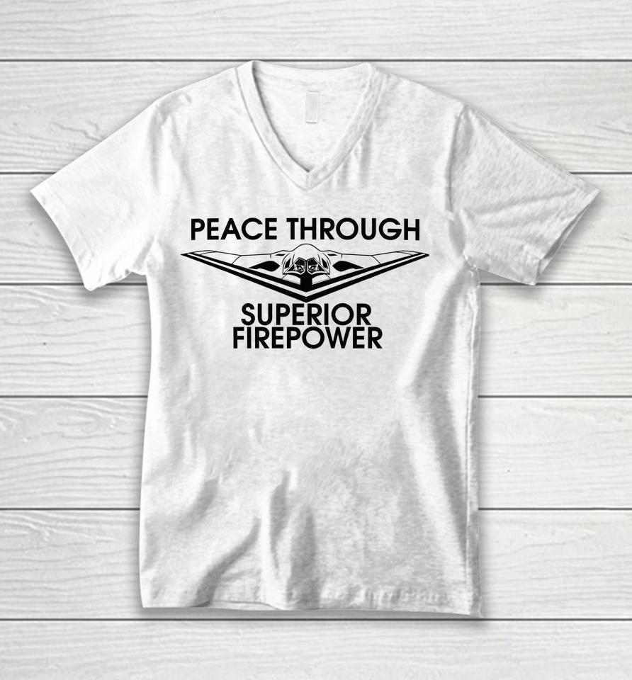 Nafo Peace Through Superior Firepower Unisex V-Neck T-Shirt