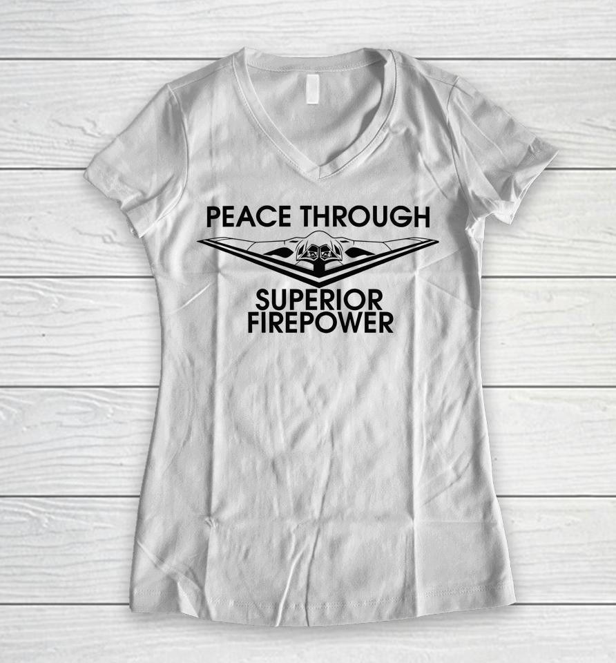 Nafo Peace Through Superior Firepower Women V-Neck T-Shirt