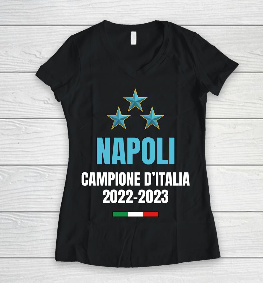 Napoli Champions 2022-2023 Women V-Neck T-Shirt