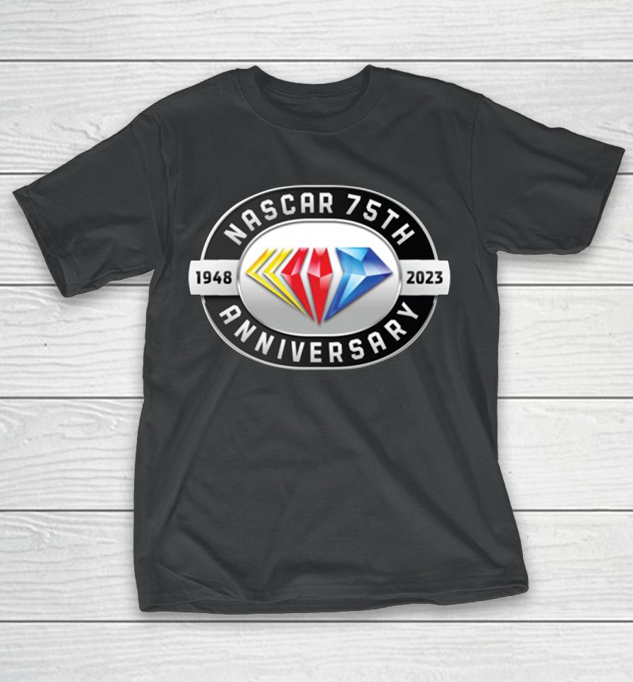 Nascar Merch Checkered Flag 75Th Anniversary Logo T-Shirt