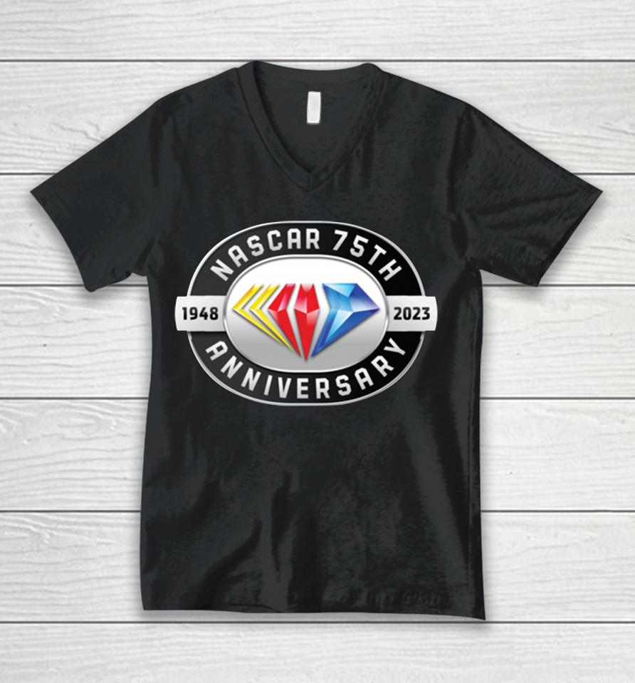Nascar Merch Checkered Flag 75Th Anniversary Logo Unisex V-Neck T-Shirt