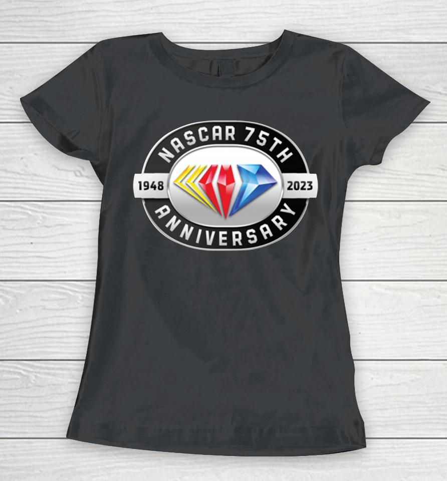 Nascar Merch Checkered Flag 75Th Anniversary Logo Women T-Shirt